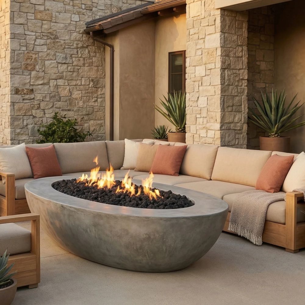 Ovale Rectangular Fire Pit Table – 45” x 79” Outdoor Gas Fire Bowl