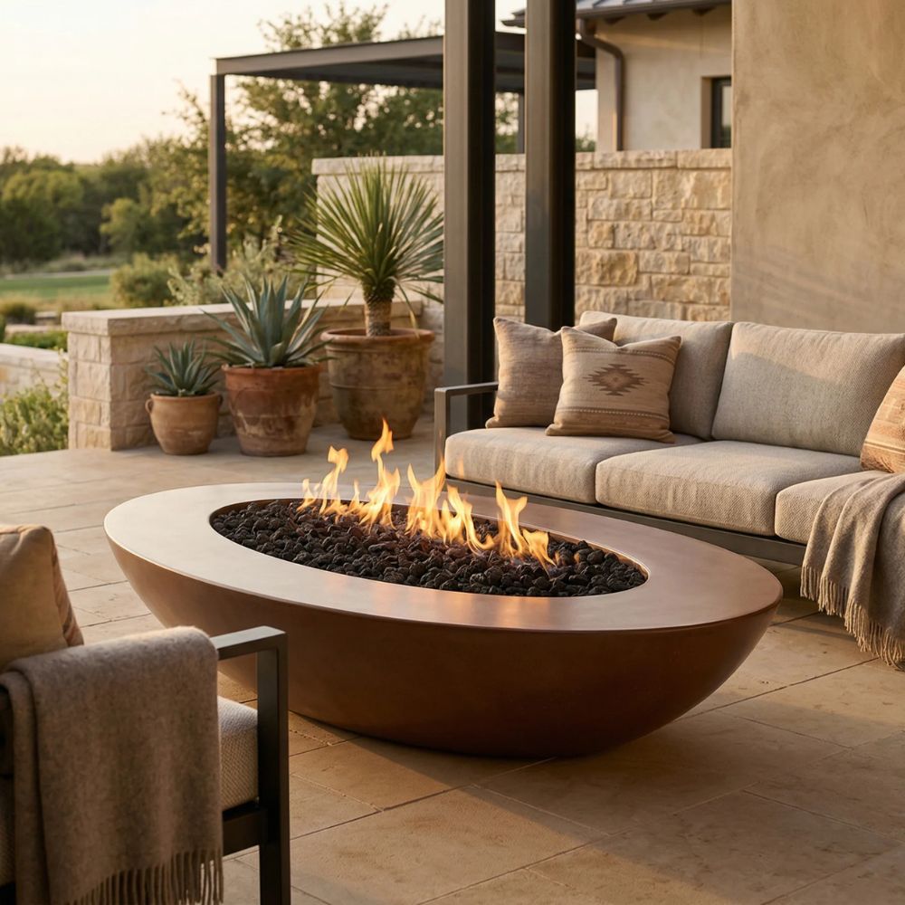 Ovale Rectangular Fire Pit Table – 45” x 79” Outdoor Gas Fire Bowl