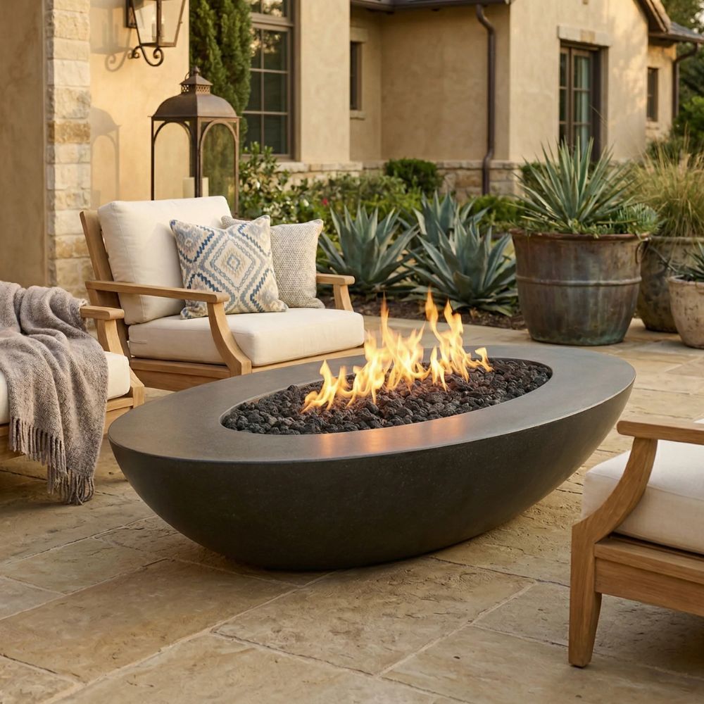 Ovale Rectangular Fire Pit Table – 45” x 79” Outdoor Gas Fire Bowl