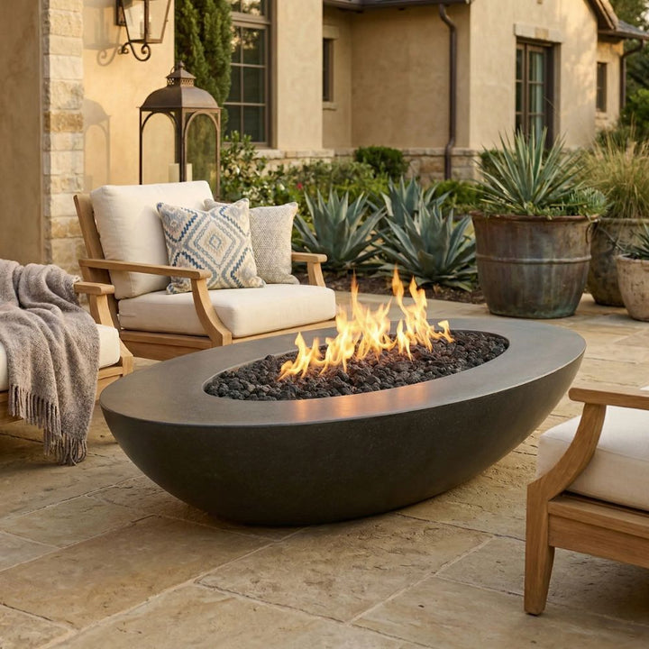 Ovale Rectangular Fire Pit Table – 45” x 79” Outdoor Gas Fire Bowl