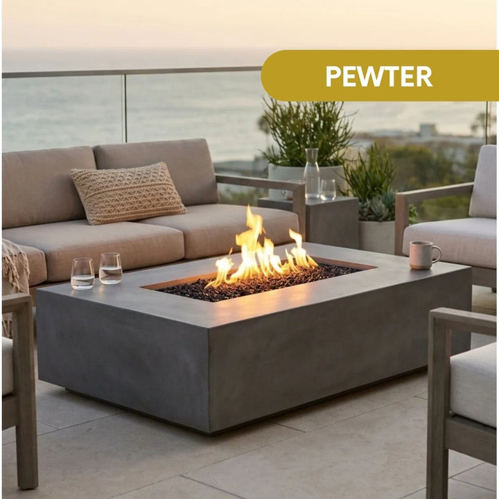 Tavola 1 Modern Concrete Fire Table 56" – Outdoor Gas Fire Pit by Prism Hardscapes