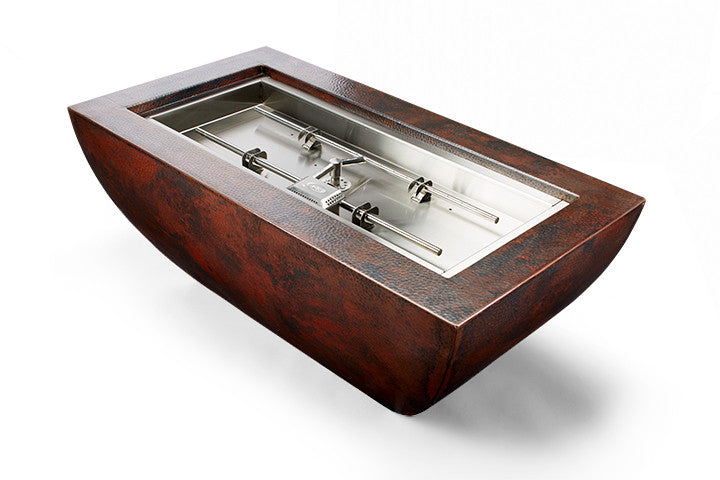 HPC Phoenix 47" x 25" Hand-Hammered Copper Fire Bowl – 30" H-Burner, Multiple Ignition Options (NG or LP)