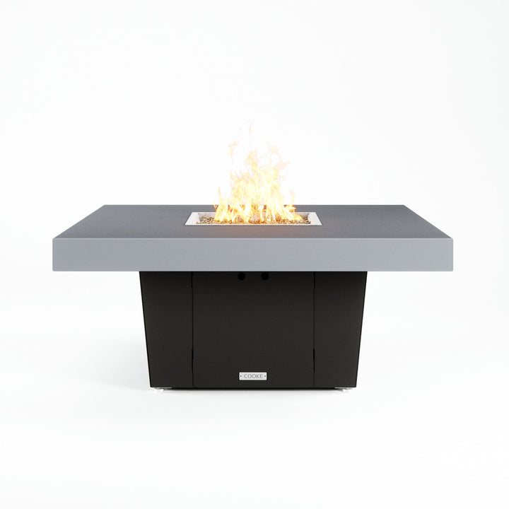 COOKE Parkway Fire Pit Table  48" x 48" x 21"- Grey Aluminum Top