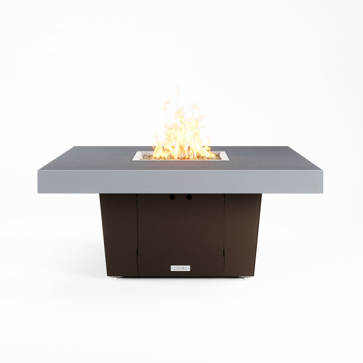 COOKE Parkway Fire Pit Table  48" x 48" x 21"- Grey Aluminum Top