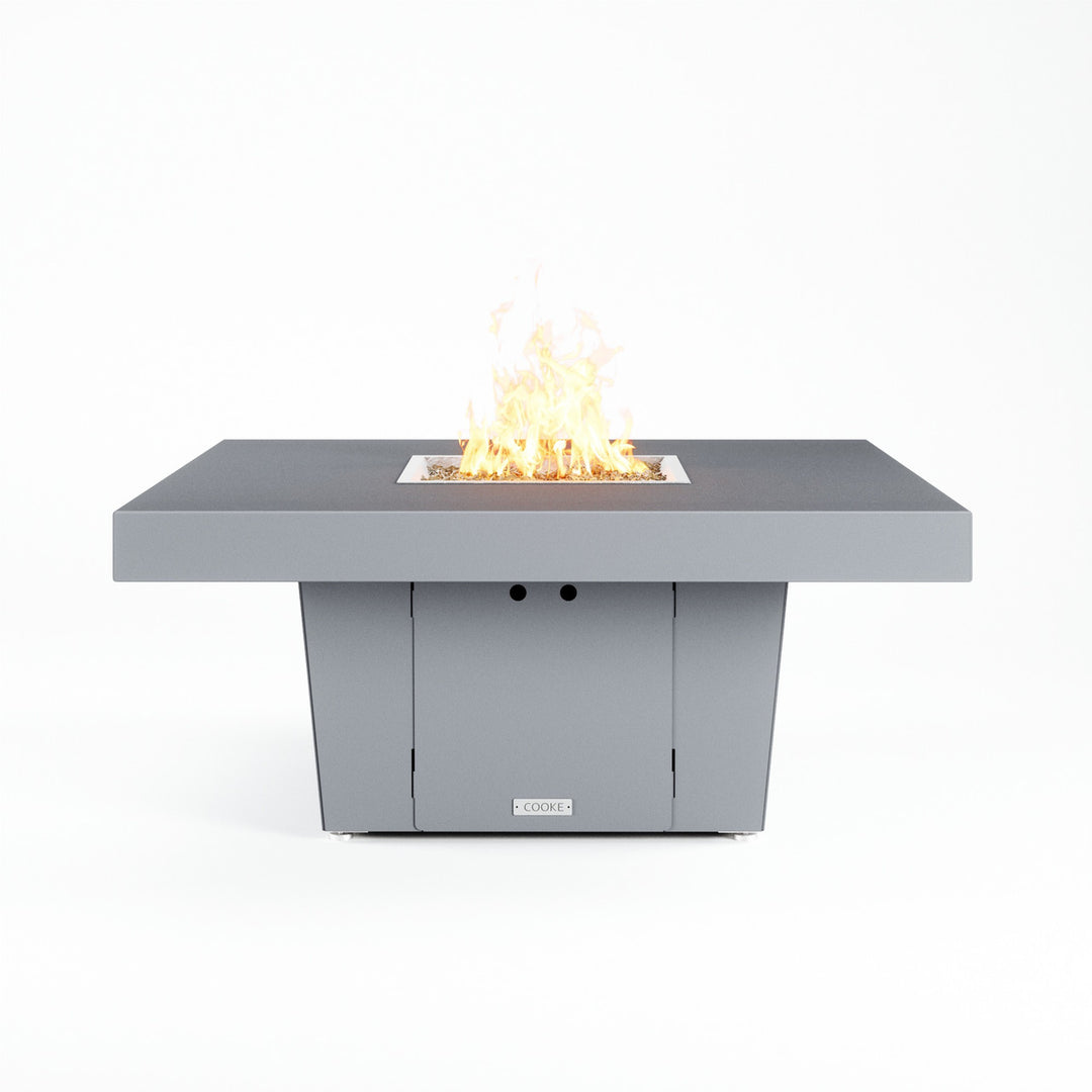 COOKE Parkway Fire Pit Table  48" x 48" x 21"- Grey Aluminum Top