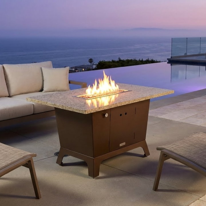COOKE Palisades Fire Pit Table 52" x 36" x 30" - Stone Top