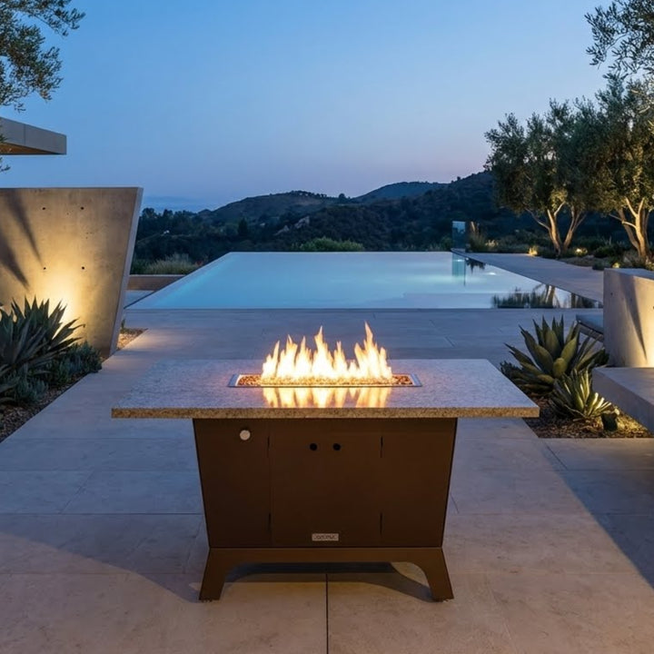 COOKE Palisades Fire Pit Table 52" x 36" x 30" - Stone Top with 1.5" Edge