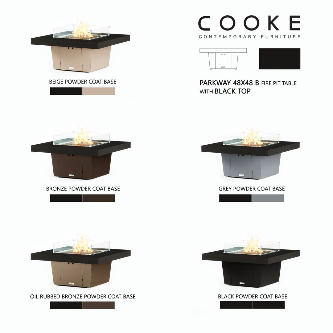 COOKE Parkway Fire Pit Table 48" x 48" x 21" - Aluminum Top - XL Pan