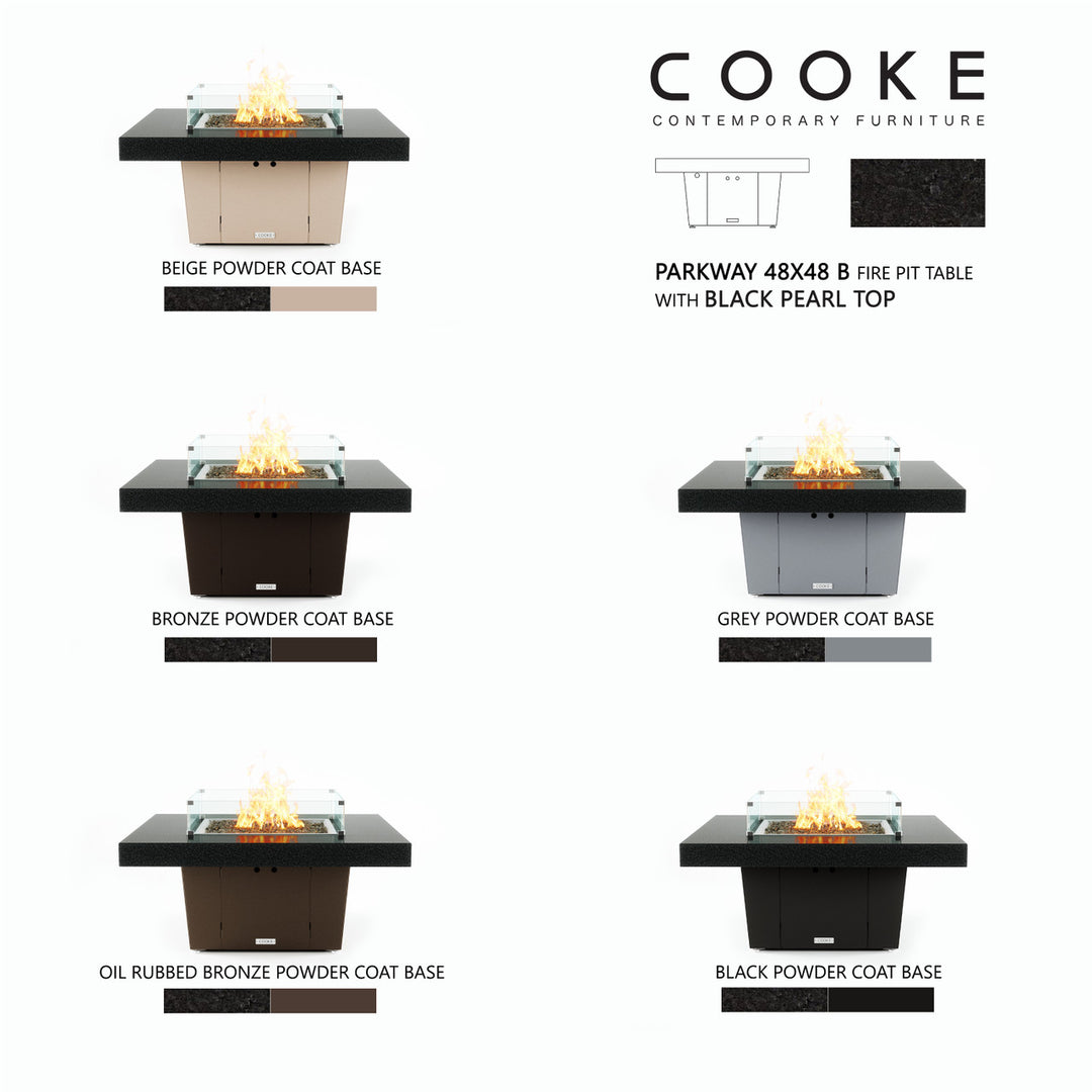 COOKE Parkway Fire Pit Table 48" x 48" x 21" - Stone Top - XL Pan