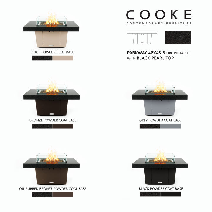 COOKE Parkway Fire Pit Table 48" x 48" x 21" - Stone Top - XL Pan