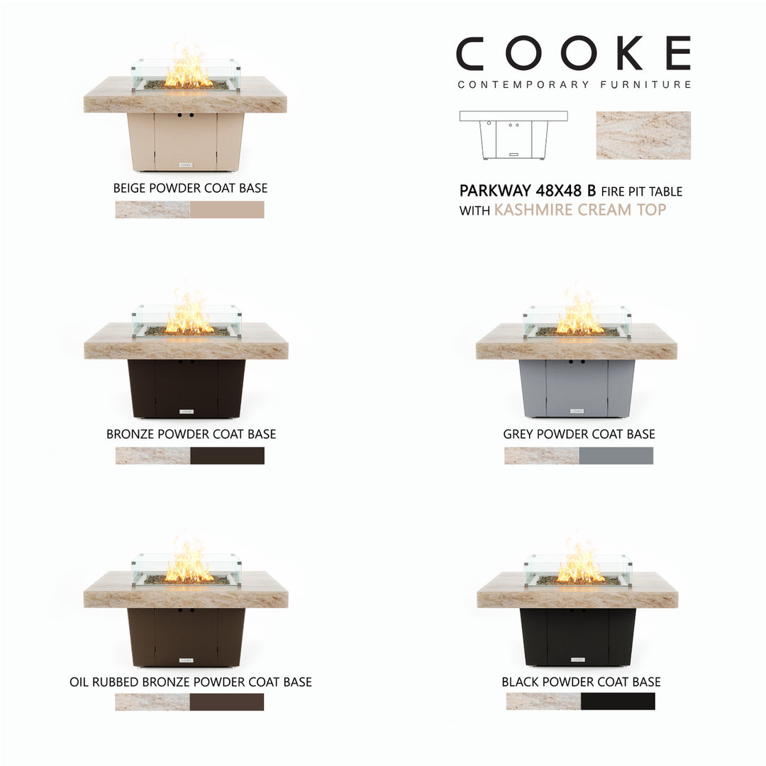 COOKE Parkway Fire Pit Table 48" x 48" x 21" - Stone Top - XL Pan