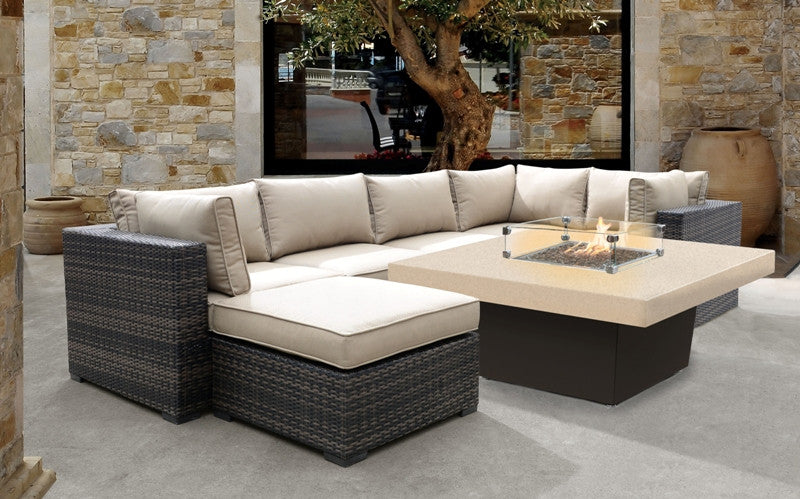 COOKE Parkway Fire Pit Table  48" x 48" x 21"- Beige Aluminum Top