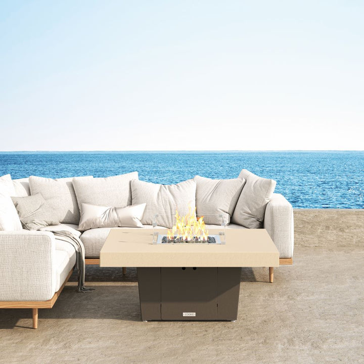 COOKE Parkway Fire Pit Table  48" x 48" x 21"- Beige Aluminum Top