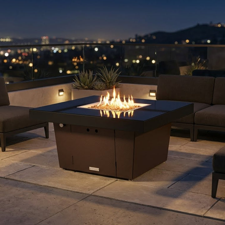 COOKE Parkway Fire Pit Table 40" x 40" x 21" - Aluminum Top