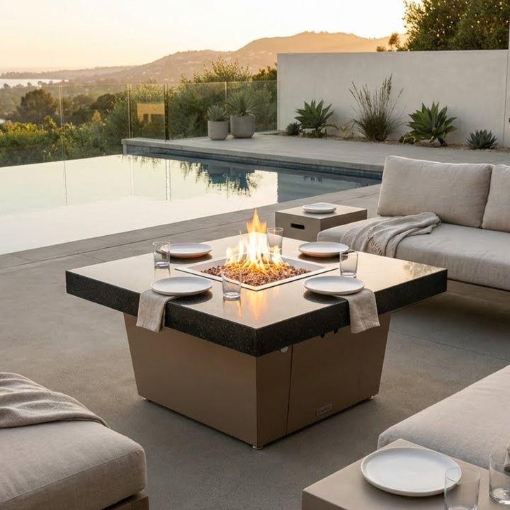 COOKE Parkway Fire Pit Table 40" x 40" x 21" - Stone Top