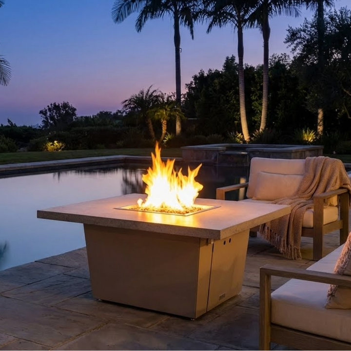 COOKE Parkway Fire Pit Table 44" x 44" x 21" - Stone Top