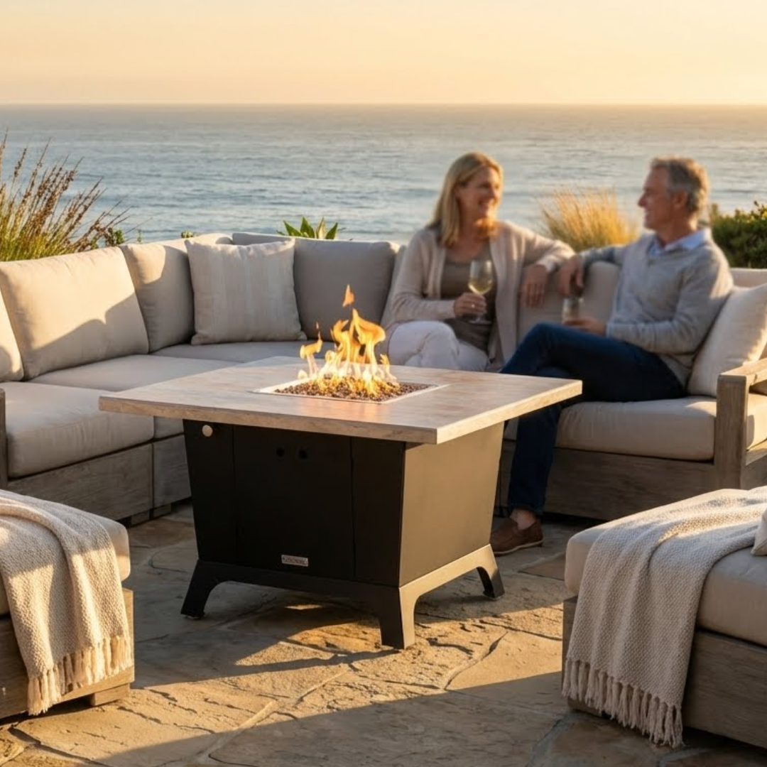 COOKE Parkway Fire Pit Table 44" x 44" x 30" - Stone Top