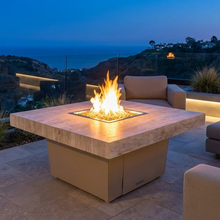 COOKE Parkway Fire Pit Table 48" x 48" x 21" - Stone Top