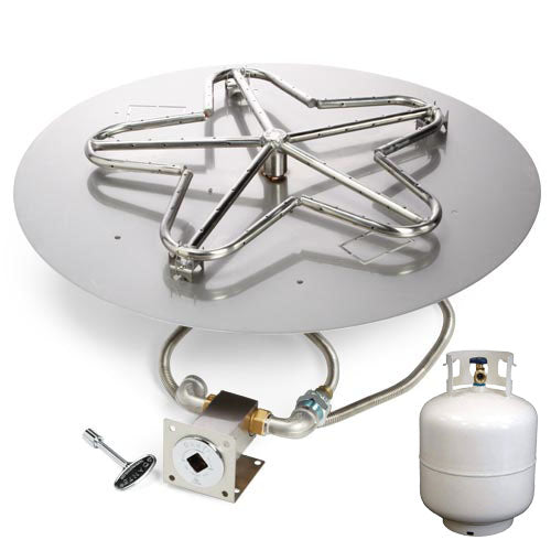 HPC - 18" Round Flat Pan Match Lit Fire Pit Kit Insert - Propane Fuel (Small Tank)