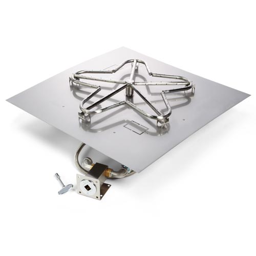 HPC - 18" Square Flat Pan Match Lit Fire Pit Kit Insert - Natural Gas Fuel