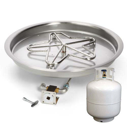 HPC - 13" Round Bowl Match Lit Fire Pit Kit Insert - Propane Fuel (Small Tank)