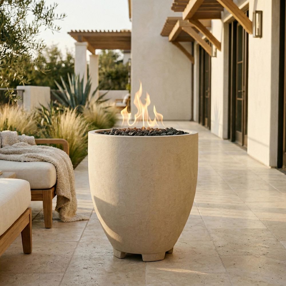 Pentola 1 Fire Bowl – 24" Outdoor Gas Fire Pit with Pedestal Base