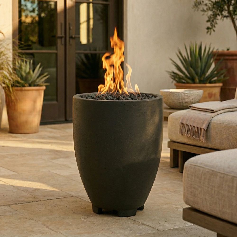 Pentola 1 Fire Bowl – 24" Outdoor Gas Fire Pit with Pedestal Base