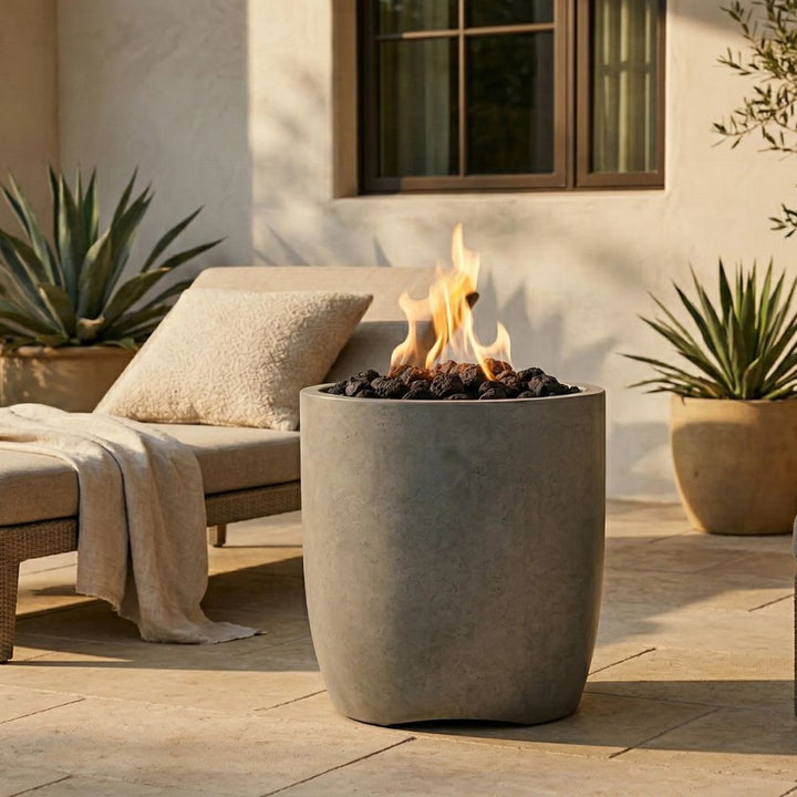 Pentola 2 Fire Bowl – 24" Round Outdoor Gas Fire Pit with Pedestal Base