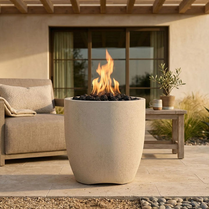 Pentola 2 Fire Bowl – 24" Round Outdoor Gas Fire Pit with Pedestal Base