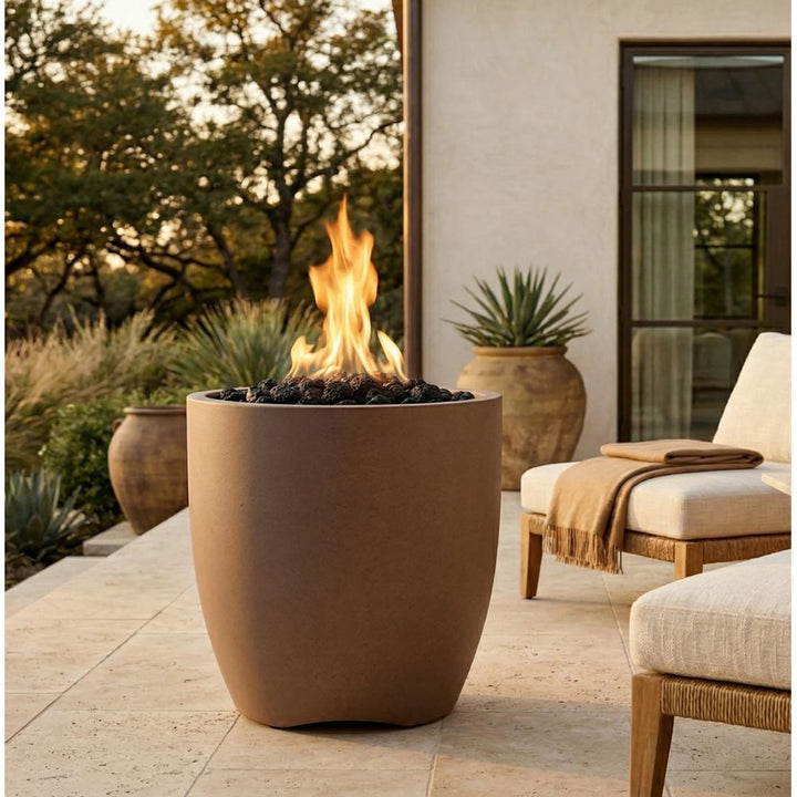Pentola 2 Fire Bowl – 24" Round Outdoor Gas Fire Pit with Pedestal Base