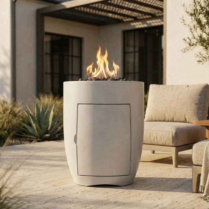 Pentola 3 Fire Bowl with Hidden Propane Tank Storage – 24" Outdoor Gas Fire Pit