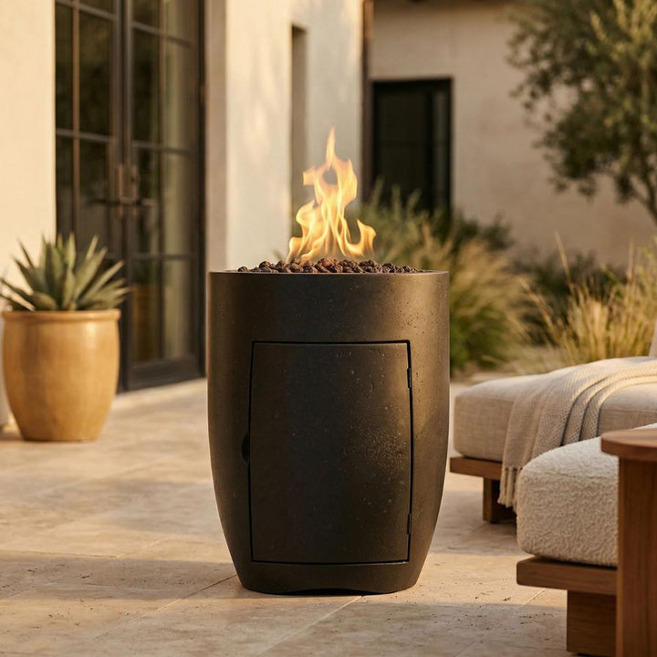 Pentola 3 Fire Bowl with Hidden Propane Tank Storage – 24" Outdoor Gas Fire Pit