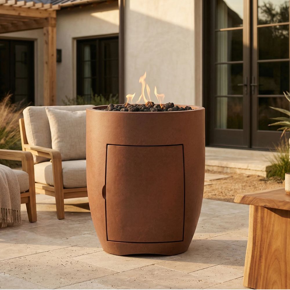 Pentola 3 Fire Bowl with Hidden Propane Tank Storage – 24" Outdoor Gas Fire Pit