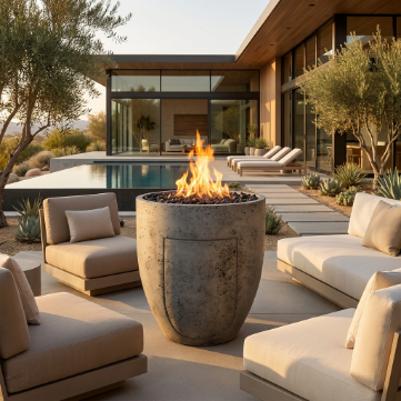 Pentola 3 Fire Bowl with Hidden Propane Tank Storage – 24" Outdoor Gas Fire Pit