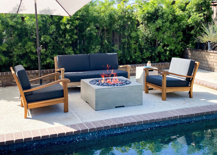 Piazza 39" Square Fire Table – Modern Outdoor Gas Fire Pit (Propane or Natural Gas)