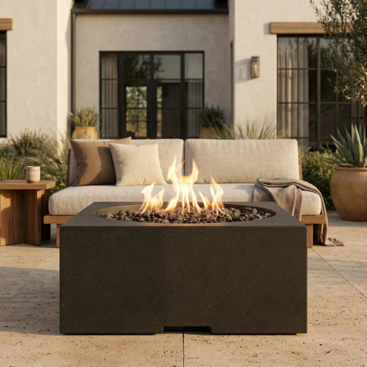 Piazza 39" Square Fire Table – Modern Outdoor Gas Fire Pit (Propane or Natural Gas)