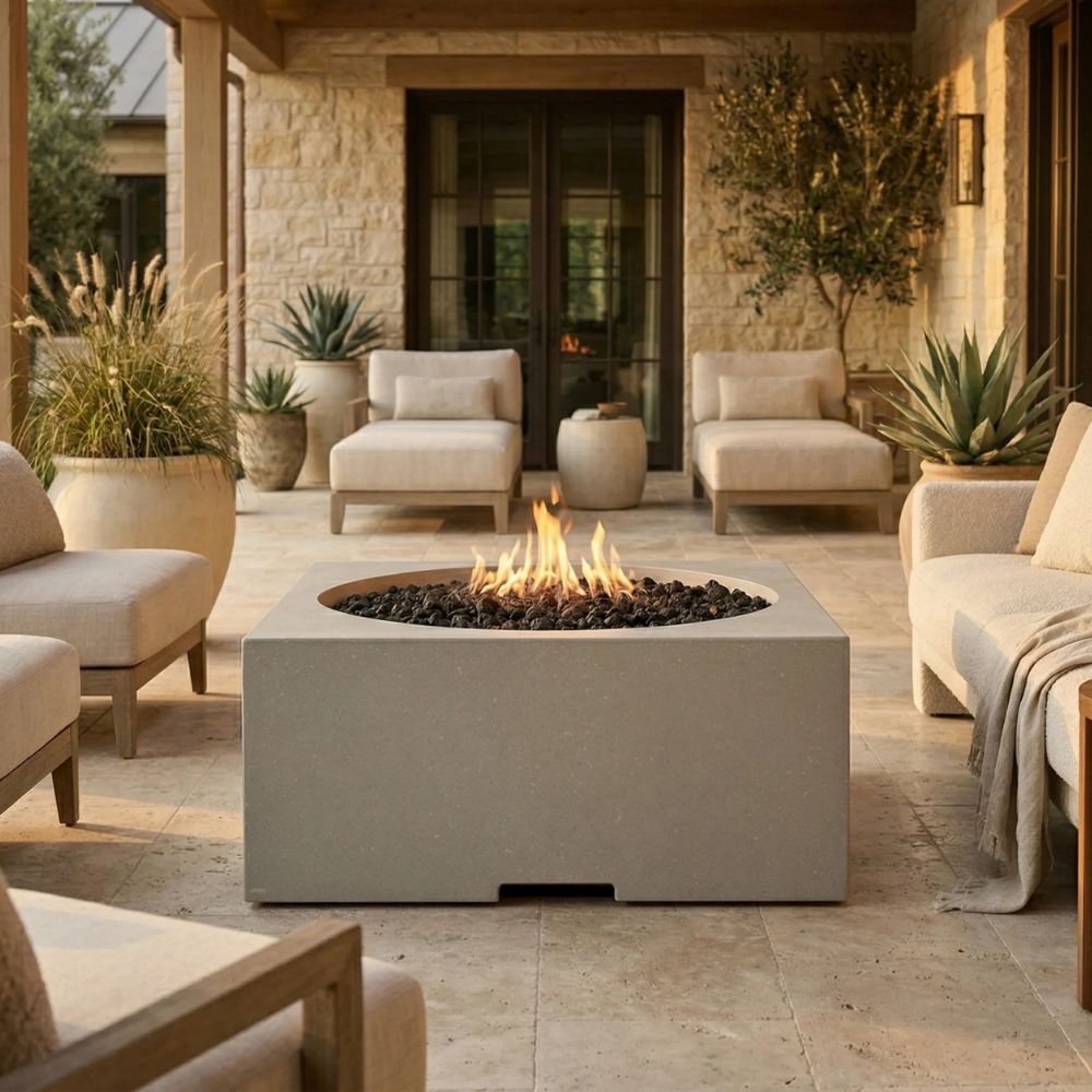 Piazza 39" Square Fire Table – Modern Outdoor Gas Fire Pit (Propane or Natural Gas)