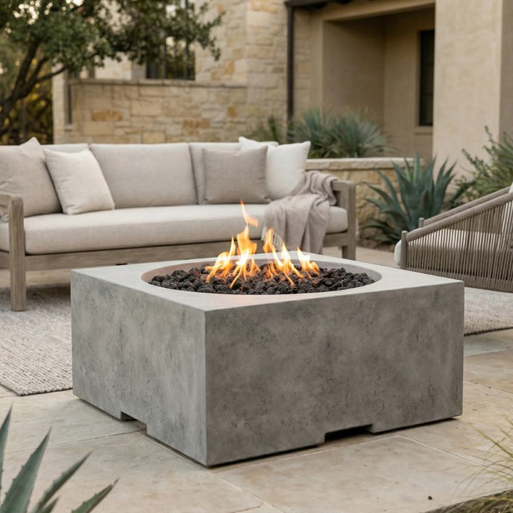 Piazza 39" Square Fire Table – Modern Outdoor Gas Fire Pit (Propane or Natural Gas)