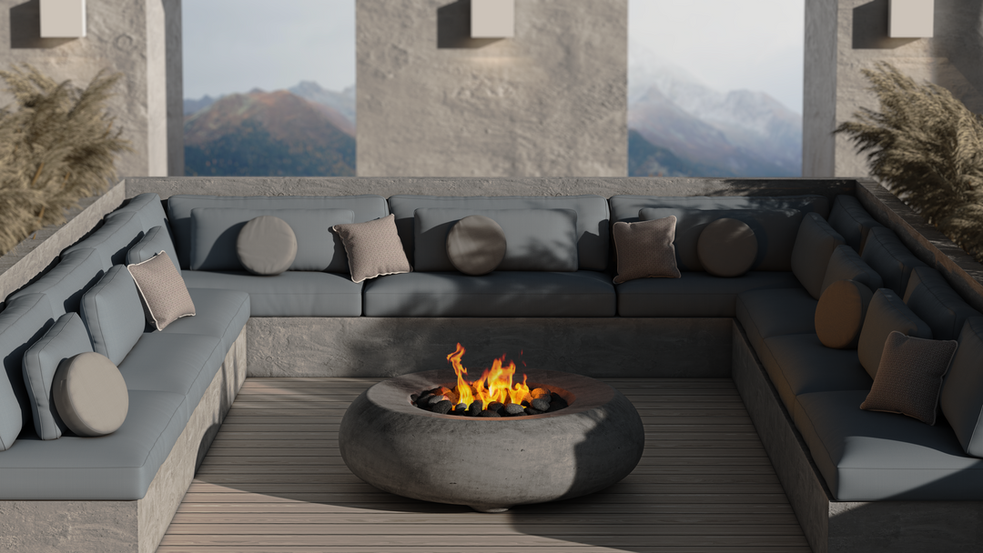 Pietra Fire Bowl – 48" Round Hand-Crafted Concrete Gas Fire Pit (65,000 BTUs, Propane/Natural Gas)