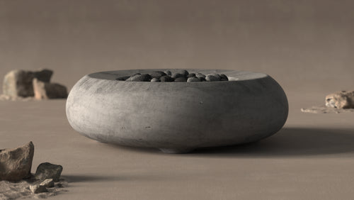 Pietra Fire Bowl – 48" Round Hand-Crafted Concrete Gas Fire Pit (65,000 BTUs, Propane/Natural Gas)