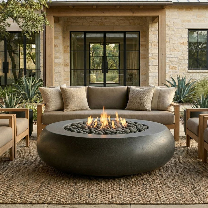 Pietra Fire Bowl – 48" Round Hand-Crafted Concrete Gas Fire Pit (65,000 BTUs, Propane/Natural Gas)