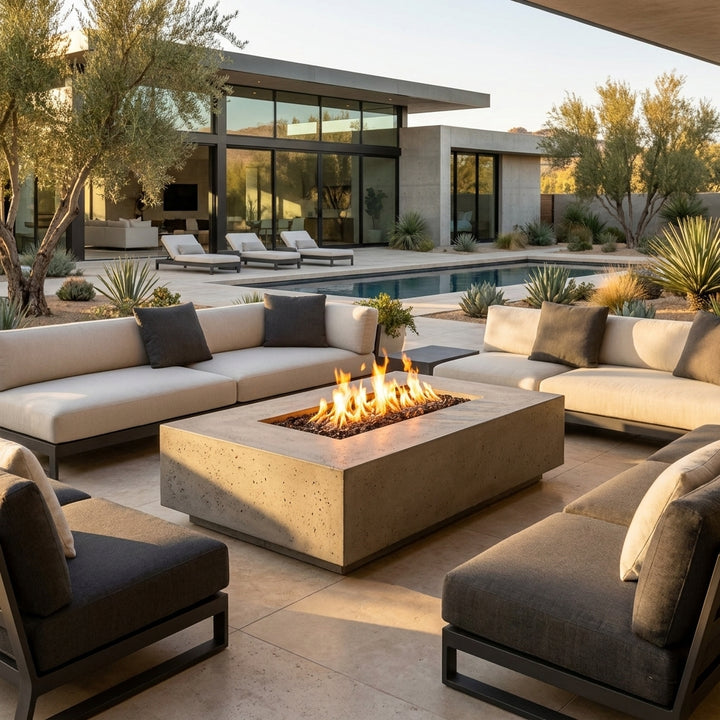 Porto 58 Fire Table – 65,000 BTU Rectangular Outdoor Gas Fire Pit with Built-In Propane Tank Storage