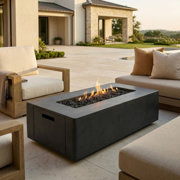 Porto 60 Low Profile Fire Table – 65,000 BTU Rectangular Outdoor Gas Fire Pit with Built-In Propane Tank Storage