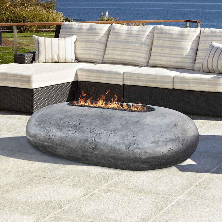 Pebble Fire Bowl 56" – 65,000 BTU Outdoor Gas Fire Pit in Hand-Crafted Pewter Finish