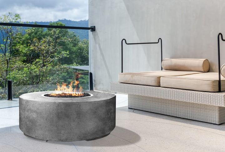 Rotondo 48" Round Fire Bowl Table – Handcrafted Concrete Gas Fire Pit with Wide Rim