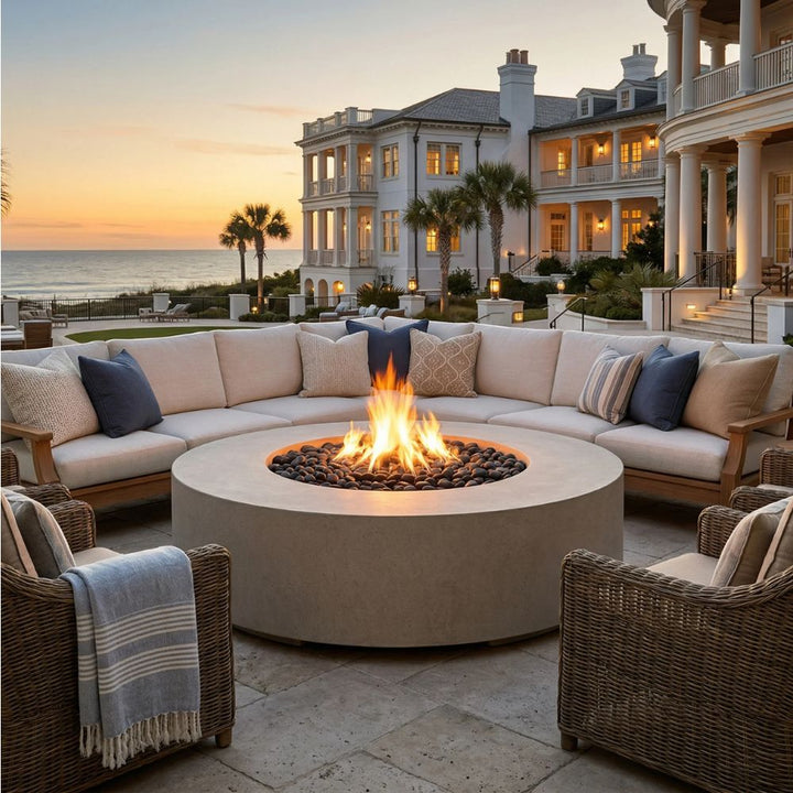 Rotondo 80" Outdoor Gas Fire Bowl Table – Handcrafted Luxury with 125,000 BTUs