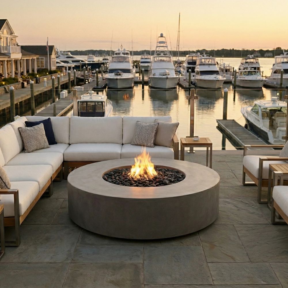 Rotondo 80" Outdoor Gas Fire Bowl Table – Handcrafted Luxury with 125,000 BTUs