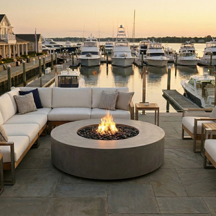 Rotondo 80" Outdoor Gas Fire Bowl Table – Handcrafted Luxury with 125,000 BTUs