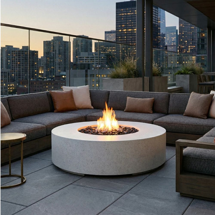 Rotondo 80" Outdoor Gas Fire Bowl Table – Handcrafted Luxury with 125,000 BTUs