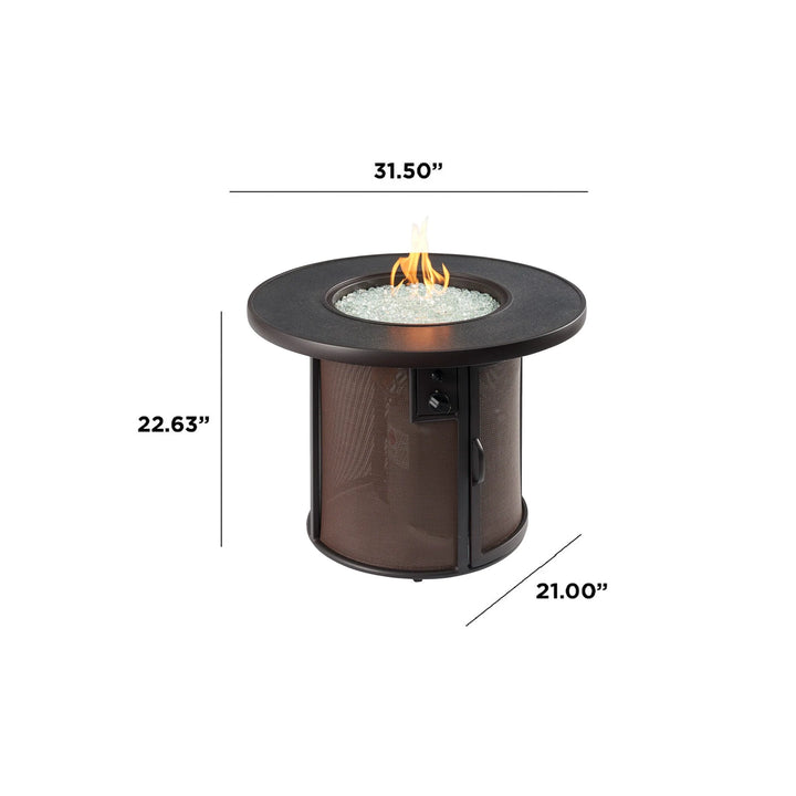 Brown Stonefire Round Gas Fire Pit Table